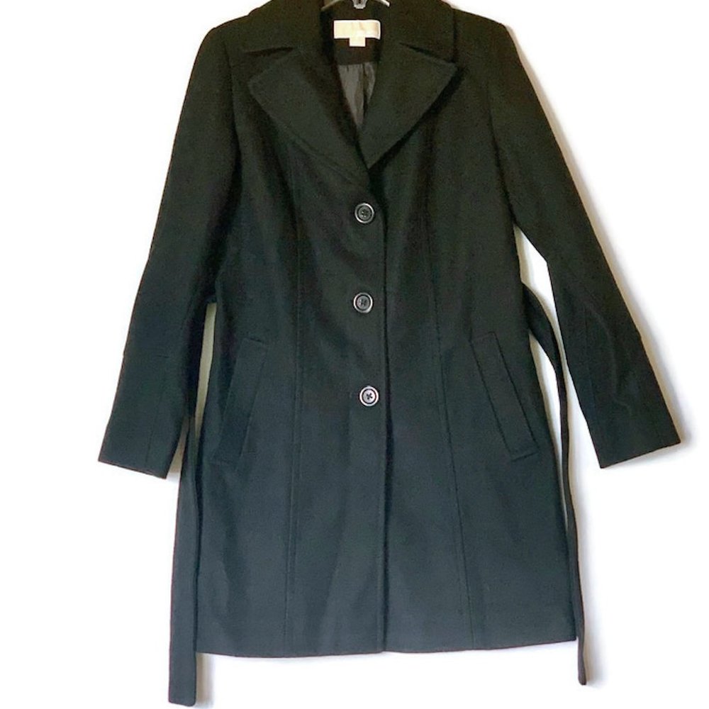 MICHAEL KORS wrap belted wool pea coat for women Size Medium